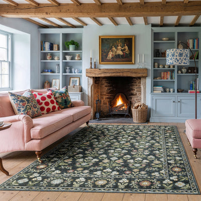 Andorra 3710A Blue/Multi Area Rug, blue multi modern traditional area rug with vibrant vintage-inspired pattern and plush pile.