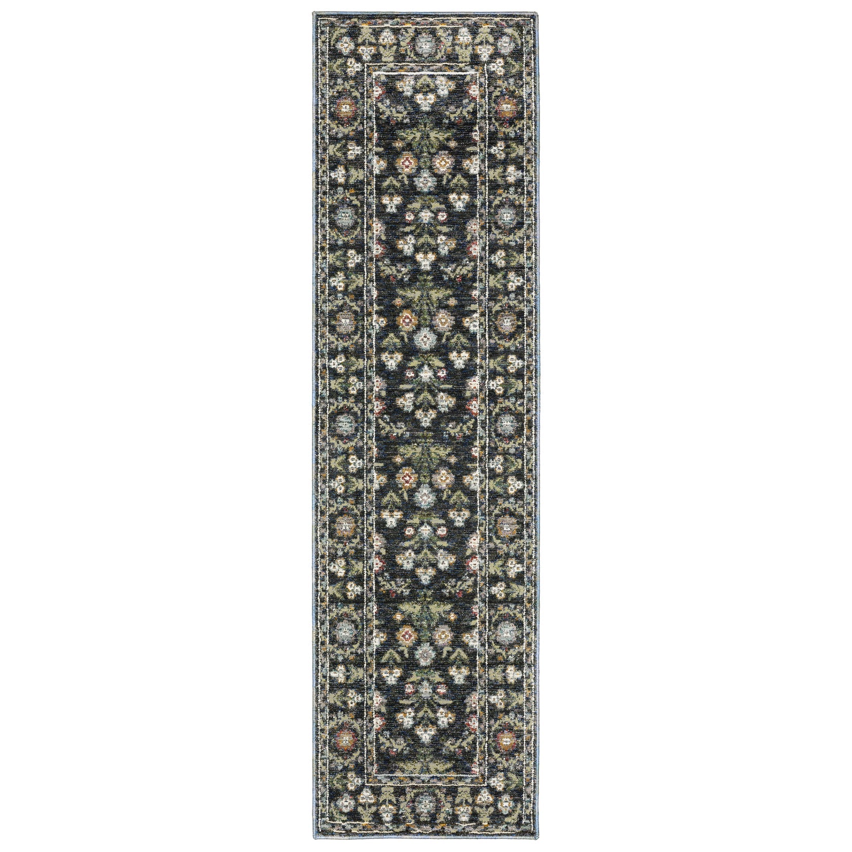 Andorra 3710A Blue/Multi Area Rug, blue multi modern traditional area rug with vibrant vintage-inspired pattern and plush pile.
