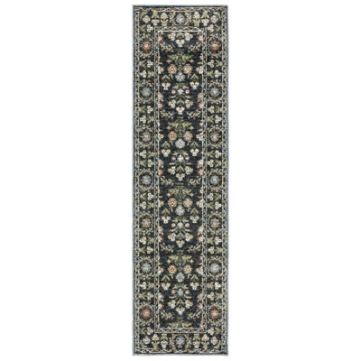 Andorra 3710A Blue/Multi Area Rug, blue multi modern traditional area rug with vibrant vintage-inspired pattern and plush pile.