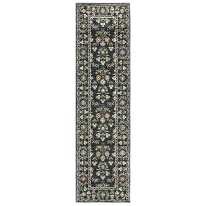 Andorra 3710A Blue/Multi Area Rug, blue multi modern traditional area rug with vibrant vintage-inspired pattern and plush pile.