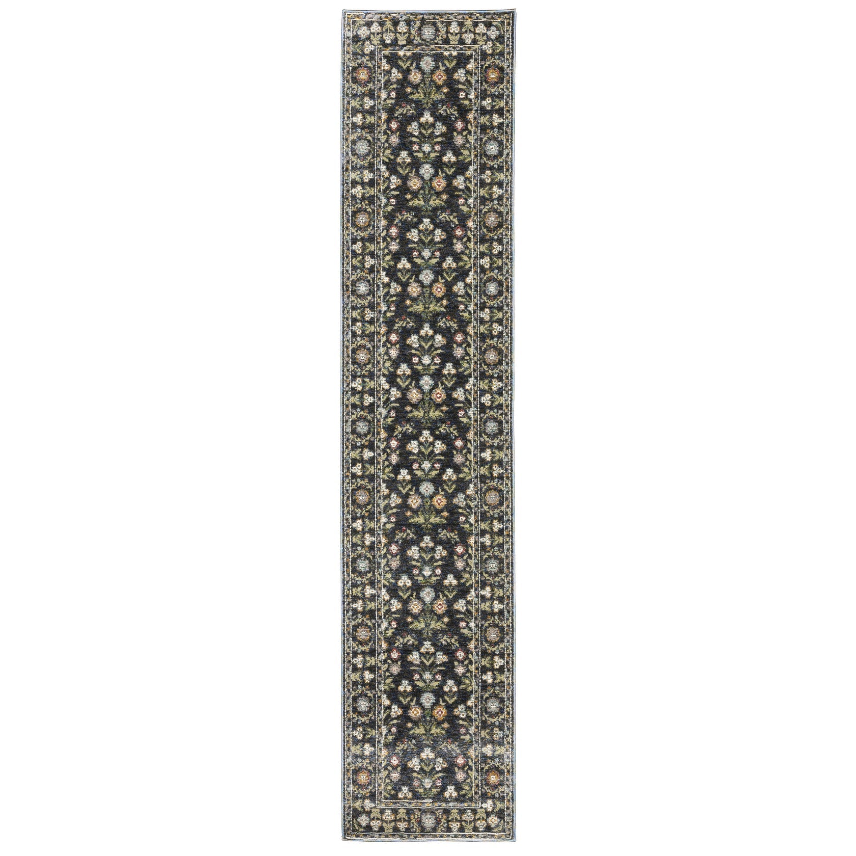 Andorra 3710A Blue/Multi Area Rug, blue multi modern traditional area rug with vibrant vintage-inspired pattern and plush pile.