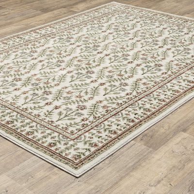 Andorra 3717A Ivory/Red Area Rug, ivory red modern traditional area rug with vintage-style pattern and detailed soft pile.