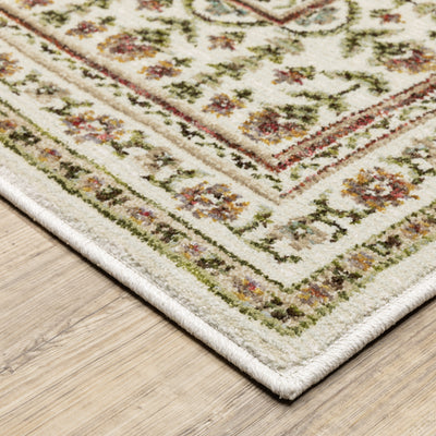 Andorra 3717A Ivory/Red Area Rug, ivory red modern traditional area rug with vintage-style pattern and detailed soft pile.
