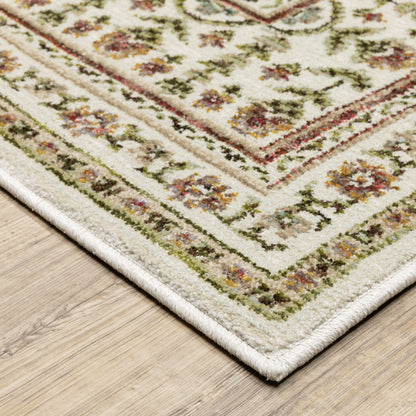Andorra 3717A Ivory/Red Area Rug, ivory red modern traditional area rug with vintage-style pattern and detailed soft pile.