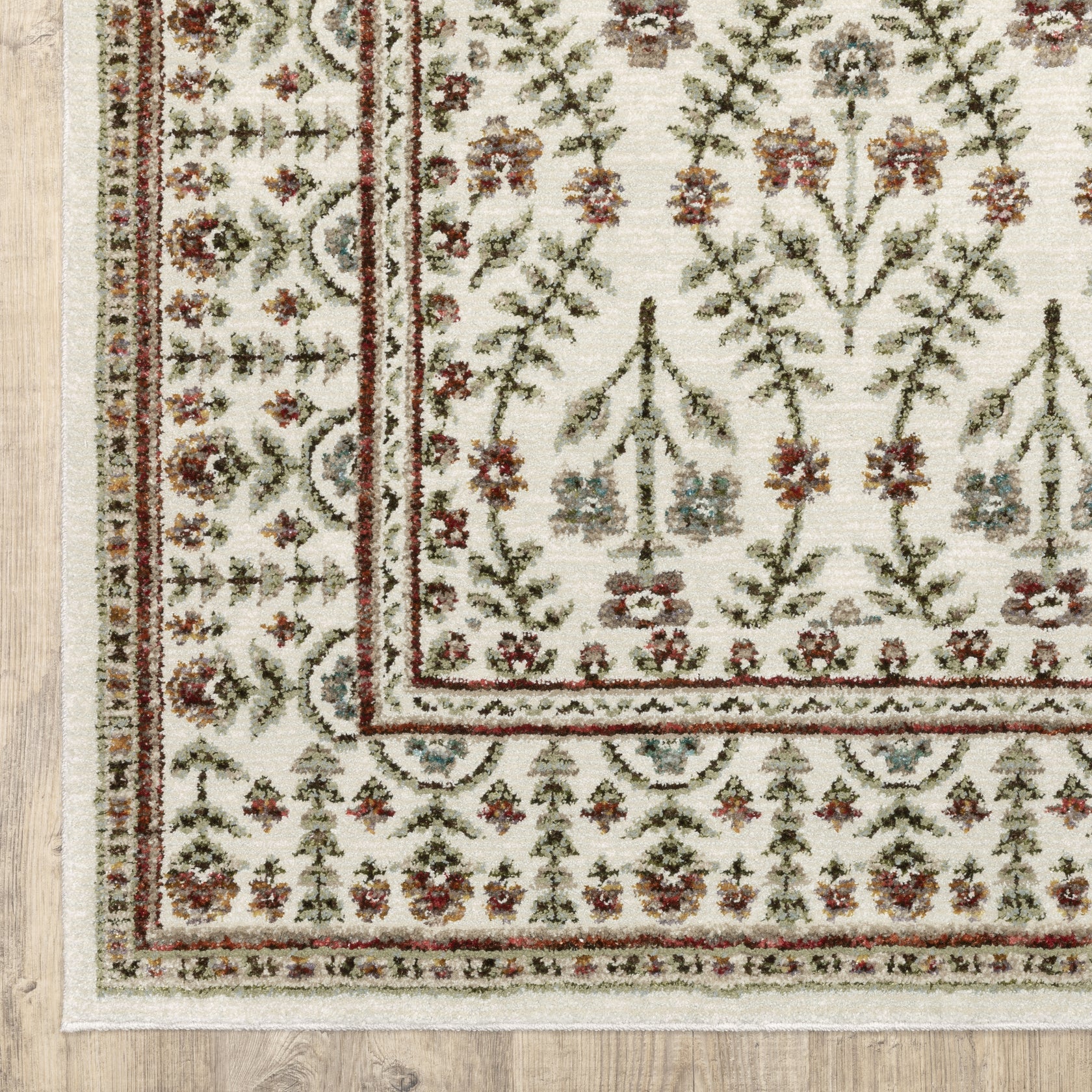 Andorra 3717A Ivory/Red Area Rug, ivory red modern traditional area rug with vintage-style pattern and detailed soft pile.