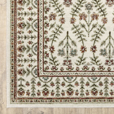 Andorra 3717A Ivory/Red Area Rug, ivory red modern traditional area rug with vintage-style pattern and detailed soft pile.