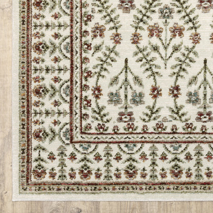 Andorra 3717A Ivory/Red Area Rug, ivory red modern traditional area rug with vintage-style pattern and detailed soft pile.