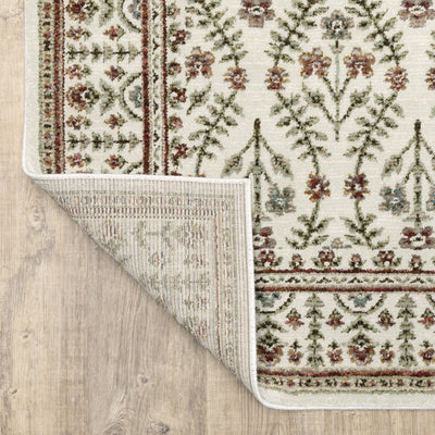 Andorra 3717A Ivory/Red Area Rug, ivory red modern traditional area rug with vintage-style pattern and detailed soft pile.
