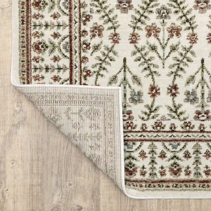 Andorra 3717A Ivory/Red Area Rug, ivory red modern traditional area rug with vintage-style pattern and detailed soft pile.