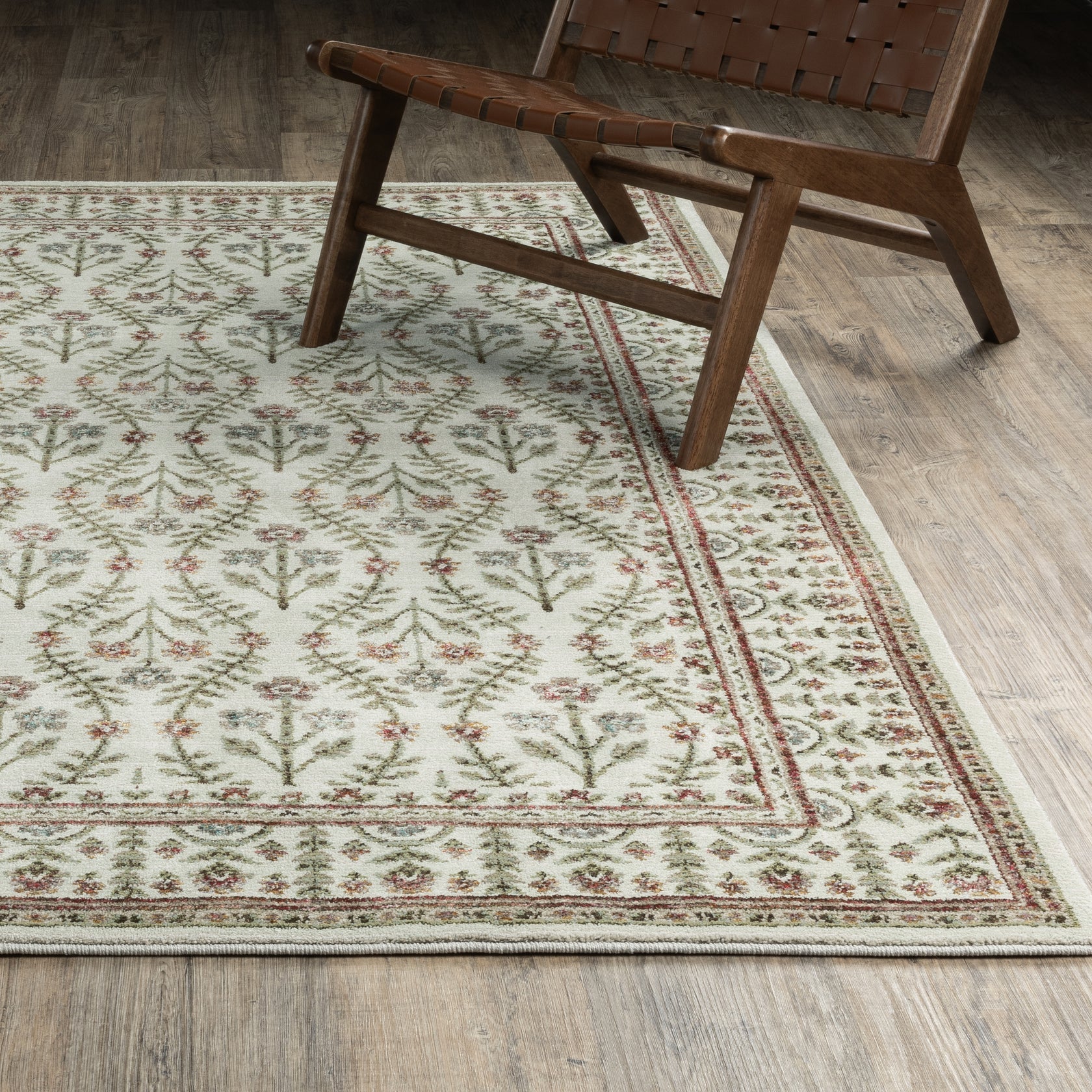 Andorra 3717A Ivory/Red Area Rug, ivory red modern traditional area rug with vintage-style pattern and detailed soft pile.