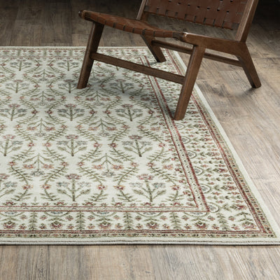 Andorra 3717A Ivory/Red Area Rug, ivory red modern traditional area rug with vintage-style pattern and detailed soft pile.