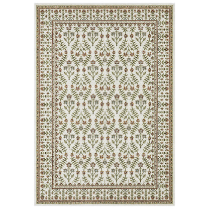 Andorra 3717A Ivory/Red Area Rug, ivory red modern traditional area rug with vintage-style pattern and detailed soft pile.