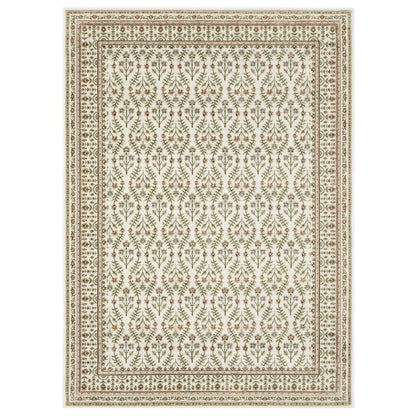 Andorra 3717A Ivory/Red Area Rug, ivory red modern traditional area rug with vintage-style pattern and detailed soft pile.