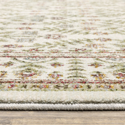Andorra 3717A Ivory/Red Area Rug, ivory red modern traditional area rug with vintage-style pattern and detailed soft pile.