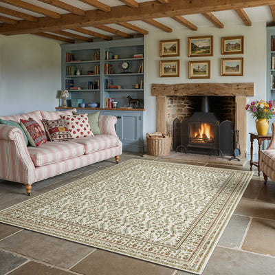 Andorra 3717A Ivory/Red Area Rug, ivory red modern traditional area rug with vintage-style pattern and detailed soft pile.