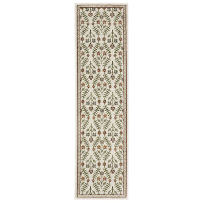 Andorra 3717A Ivory/Red Area Rug, ivory red modern traditional area rug with vintage-style pattern and detailed soft pile.