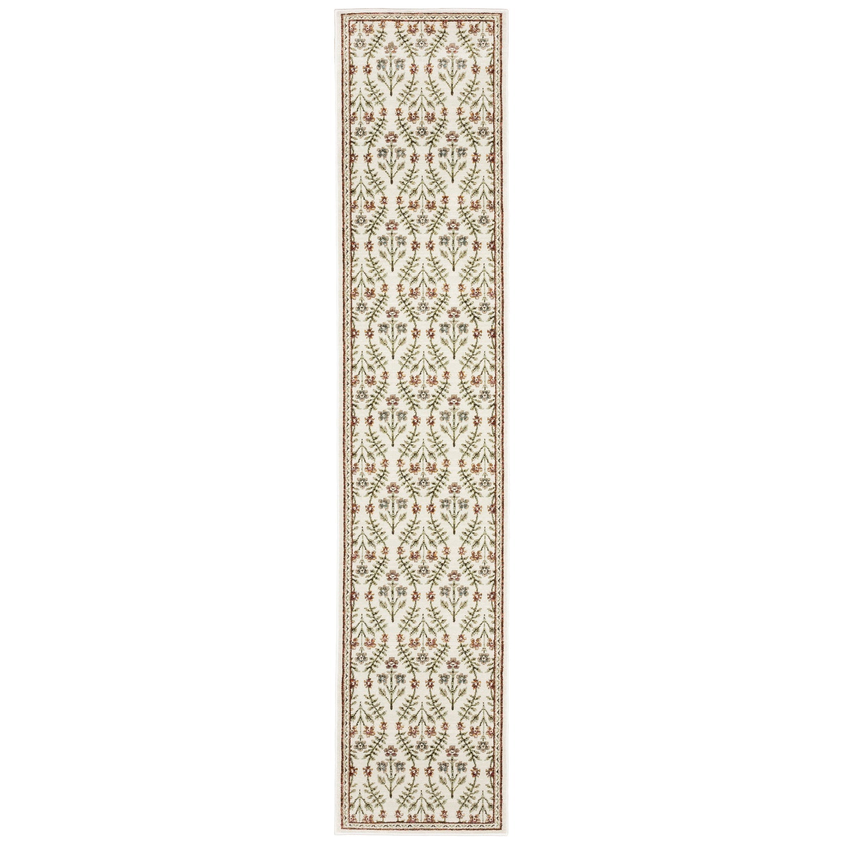 Andorra 3717A Ivory/Red Area Rug, ivory red modern traditional area rug with vintage-style pattern and detailed soft pile.