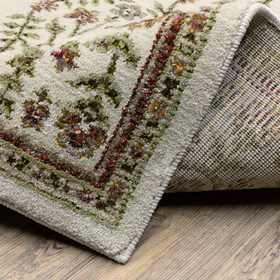 Andorra 3717A Ivory/Red Area Rug, ivory red modern traditional area rug with vintage-style pattern and detailed soft pile.