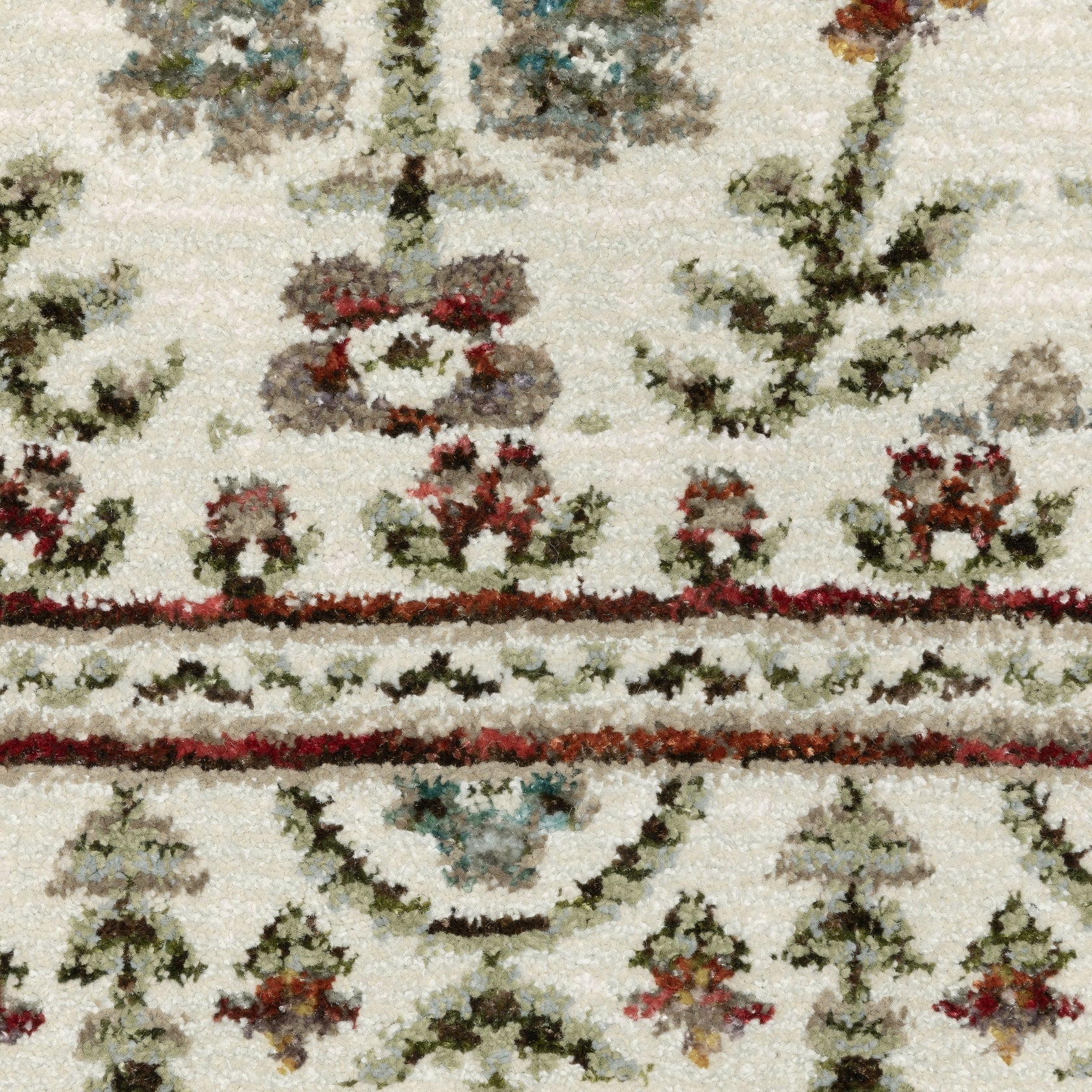 Andorra 3717A Ivory/Red Area Rug, ivory red modern traditional area rug with vintage-style pattern and detailed soft pile.