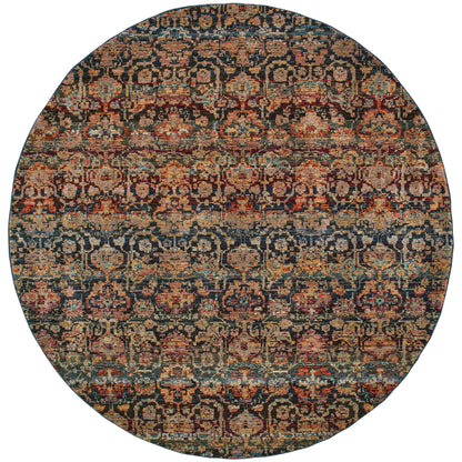 Andorra 6836C Multi/Blue Area Rug, multi blue modern traditional area rug with richly colored vintage-inspired design.
