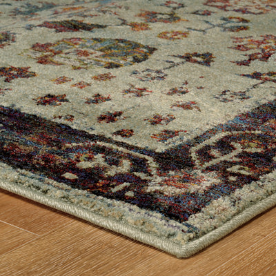 Andorra 6842D Stone/Red Area Rug, stone red modern traditional area rug with vintage-inspired pattern and soft dense pile.