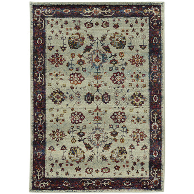 Andorra 6842D Stone/Red Area Rug, stone red modern traditional area rug with vintage-inspired pattern and soft dense pile.
