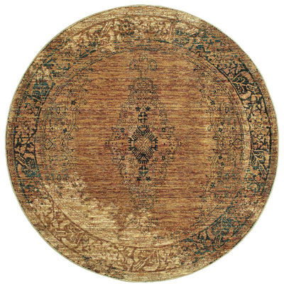 Andorra 6845D Gold/Brown Area Rug, gold brown modern traditional area rug with warm vintage-inspired design and plush pile.