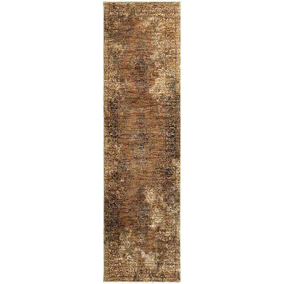 Andorra 6845D Gold/Brown Area Rug, gold brown modern traditional area rug with warm vintage-inspired design and plush pile.