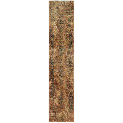 Andorra 6845D Gold/Brown Area Rug, gold brown modern traditional area rug with warm vintage-inspired design and plush pile.