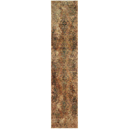 Andorra 6845D Gold/Brown Area Rug, gold brown modern traditional area rug with warm vintage-inspired design and plush pile.