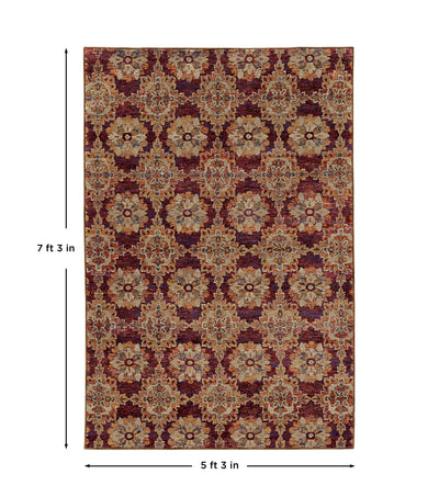 Andorra 6883A Red/Gold Area Rug, red gold modern traditional area rug with vintage-style pattern and luxurious soft pile.
