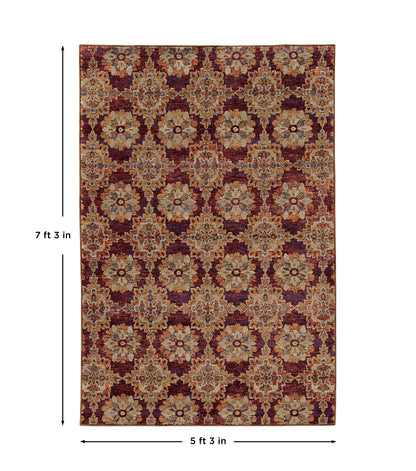 Andorra 6883A Red/Gold Area Rug, red gold modern traditional area rug with vintage-style pattern and luxurious soft pile.