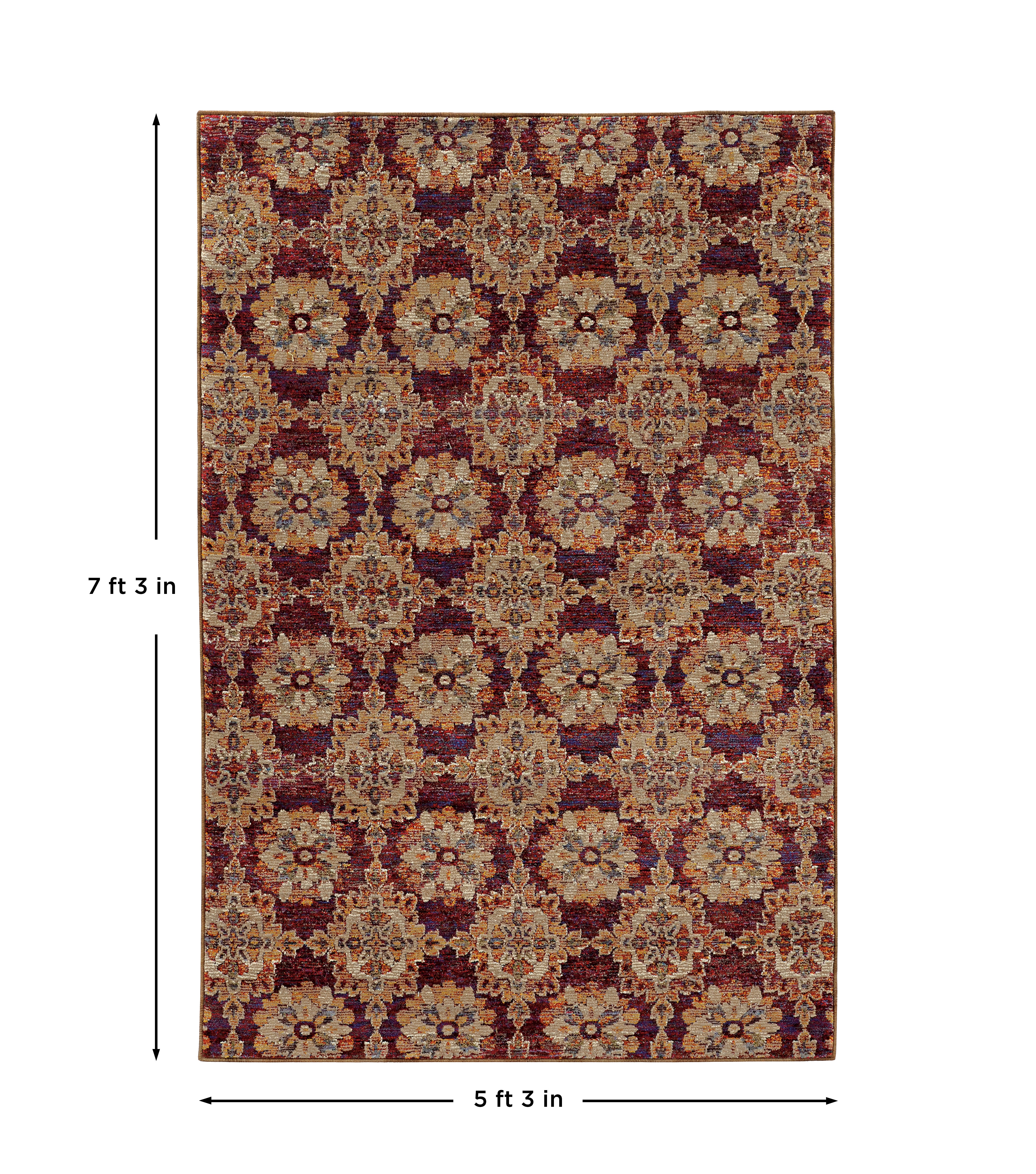 Andorra 6883A Red/Gold Area Rug, red gold modern traditional area rug with vintage-style pattern and luxurious soft pile.