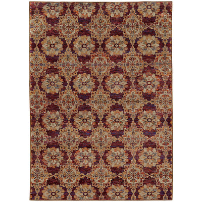 Andorra 6883A Red/Gold Area Rug, red gold modern traditional area rug with vintage-style pattern and luxurious soft pile.