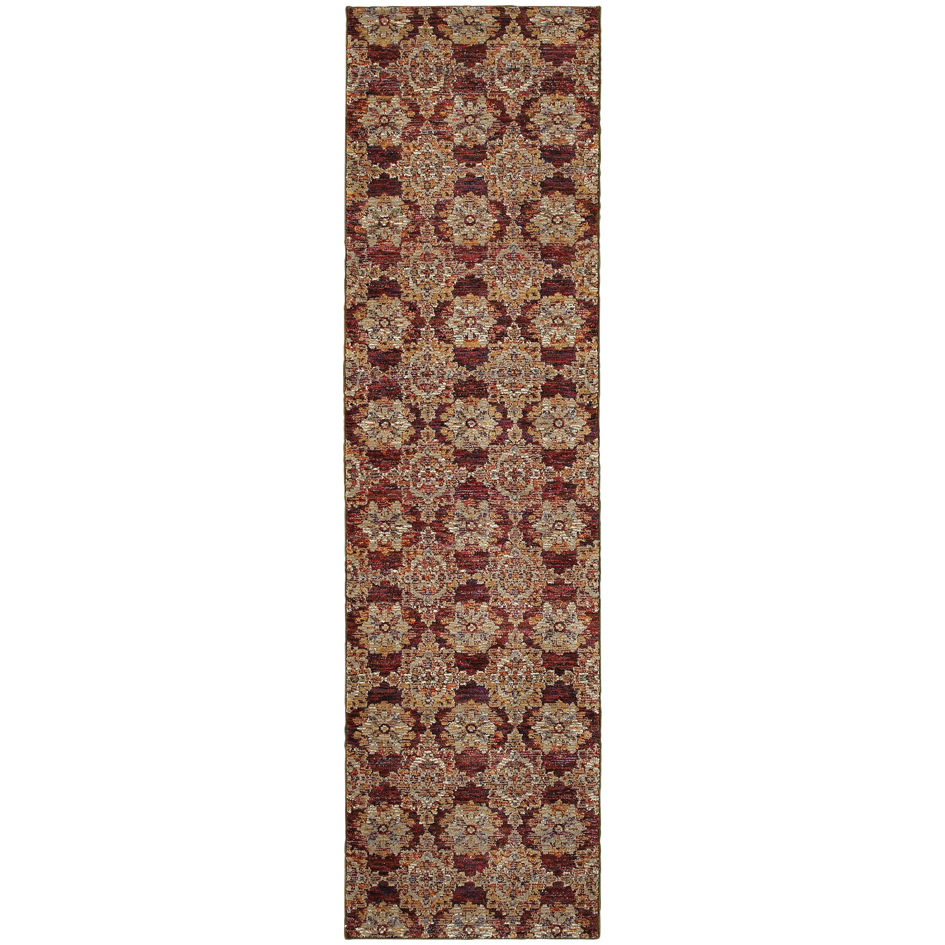 Andorra 6883A Red/Gold Area Rug, red gold modern traditional area rug with vintage-style pattern and luxurious soft pile.