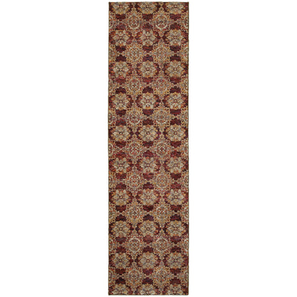 Andorra 6883A Red/Gold Area Rug, red gold modern traditional area rug with vintage-style pattern and luxurious soft pile.