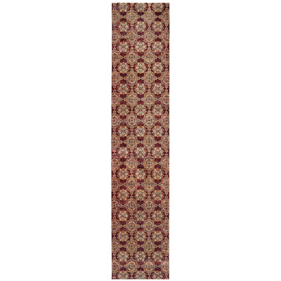 Andorra 6883A Red/Gold Area Rug, red gold modern traditional area rug with vintage-style pattern and luxurious soft pile.
