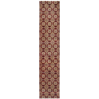 Andorra 6883A Red/Gold Area Rug, red gold modern traditional area rug with vintage-style pattern and luxurious soft pile.