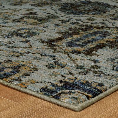 Andorra 7120A Blue/Navy Area Rug, blue navy modern traditional area rug with vintage-inspired pattern and soft dense pile.