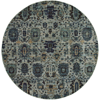 Andorra 7120A Blue/Navy Area Rug, blue navy modern traditional area rug with vintage-inspired pattern and soft dense pile.