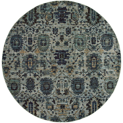Andorra 7120A Blue/Navy Area Rug, blue navy modern traditional area rug with vintage-inspired pattern and soft dense pile.