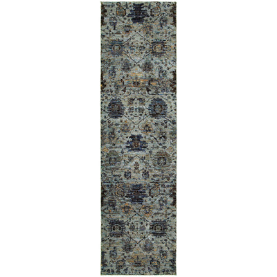 Andorra 7120A Blue/Navy Area Rug, blue navy modern traditional area rug with vintage-inspired pattern and soft dense pile.