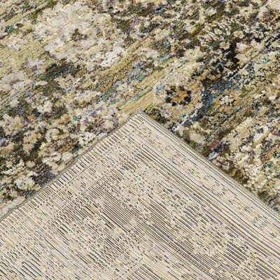 Andorra 7125C Green/Brown Area Rug, green, brown modern traditional area rug with earthy vintage-inspired pattern and dense pile.