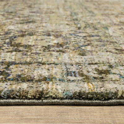 Andorra 7125C Green/Brown Area Rug, green, brown modern traditional area rug with earthy vintage-inspired pattern and dense pile.