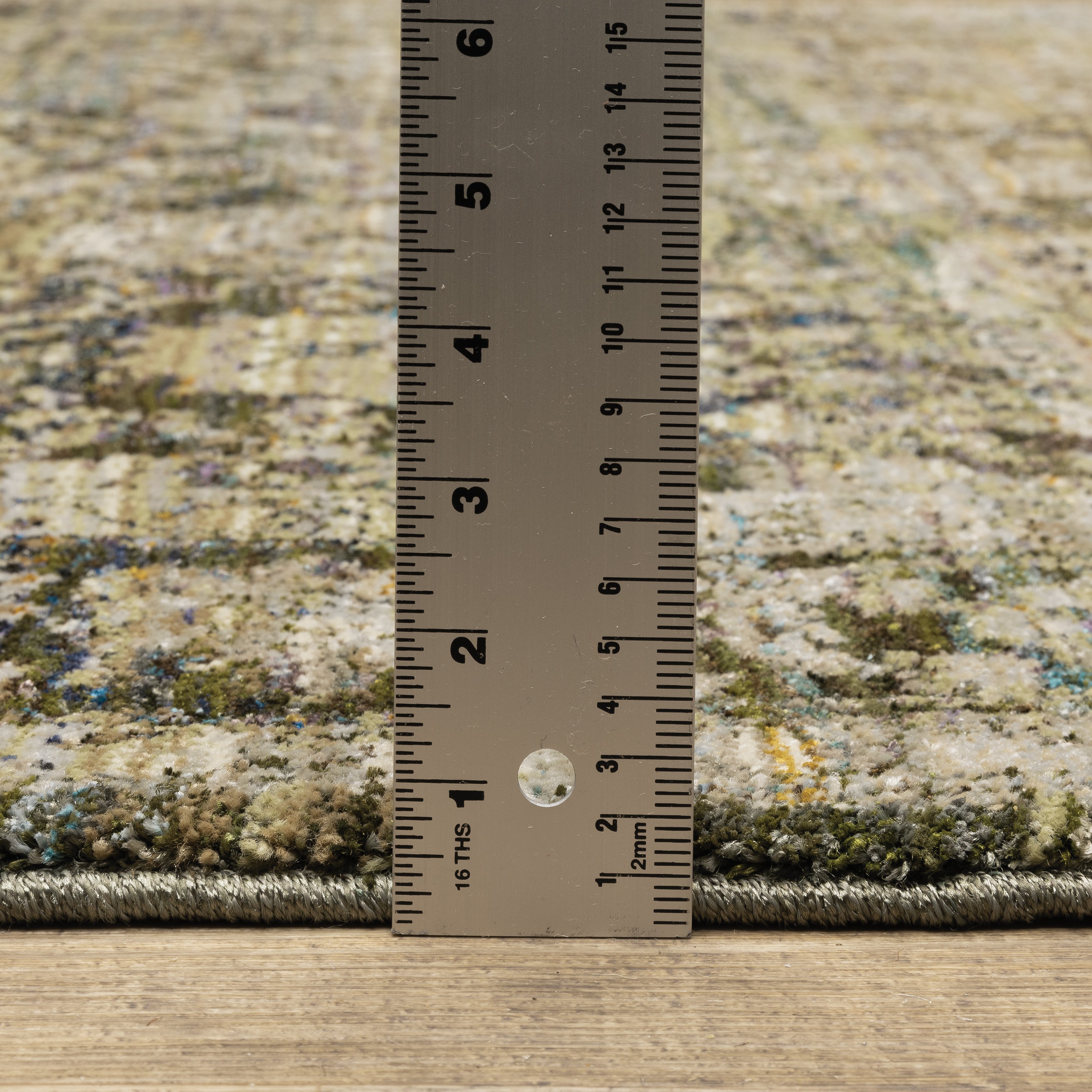 Andorra 7125C Green/Brown Area Rug, green, brown modern traditional area rug with earthy vintage-inspired pattern and dense pile.
