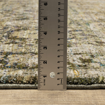 Andorra 7125C Green/Brown Area Rug, green, brown modern traditional area rug with earthy vintage-inspired pattern and dense pile.