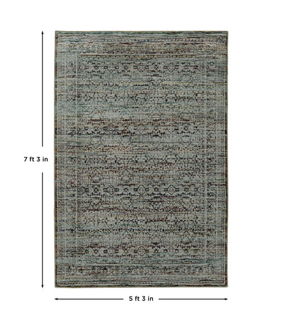 Andorra 7127A Blue/Purple Area Rug, blue purple modern traditional area rug with bold vintage-inspired design and soft pile.