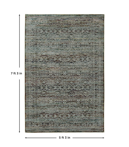 Andorra 7127A Blue/Purple Area Rug, blue purple modern traditional area rug with bold vintage-inspired design and soft pile.