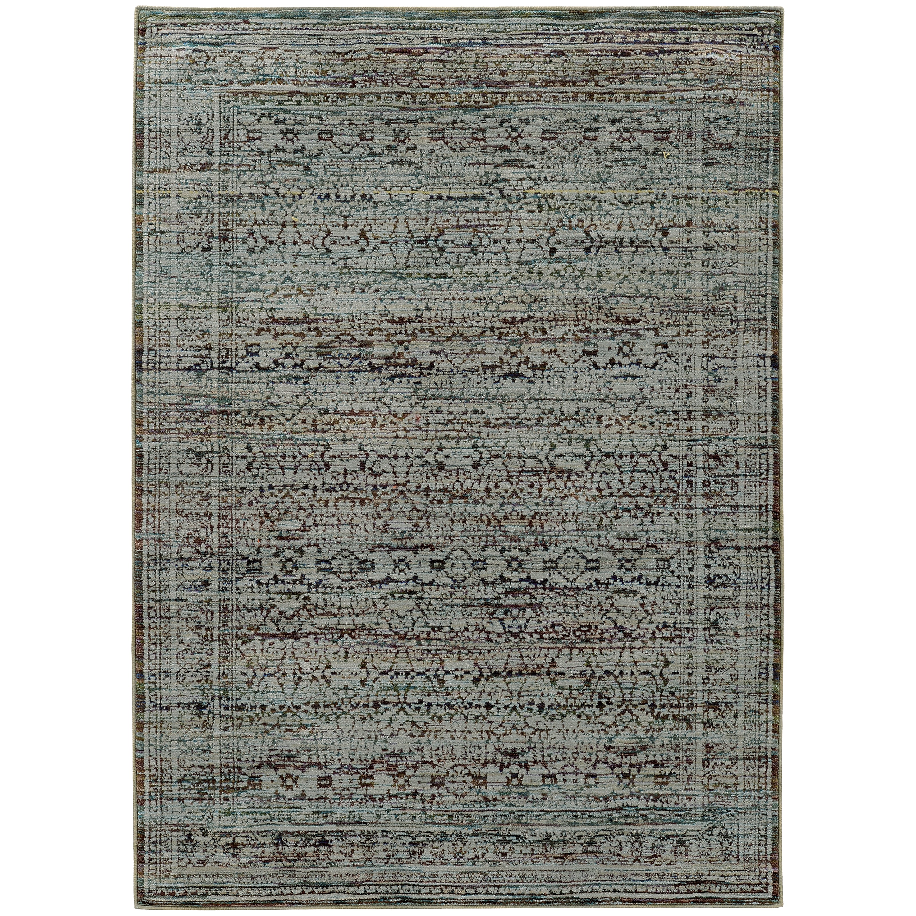 Andorra 7127A Blue/Purple Area Rug, blue purple modern traditional area rug with bold vintage-inspired design and soft pile.
