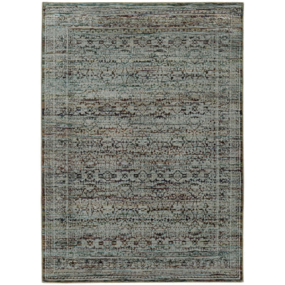 Andorra 7127A Blue/Purple Area Rug, blue purple modern traditional area rug with bold vintage-inspired design and soft pile.
